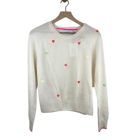 NWT Scott & Scott London Mini Multi-Colored Hearts Sweater M - Picture 10 of 11